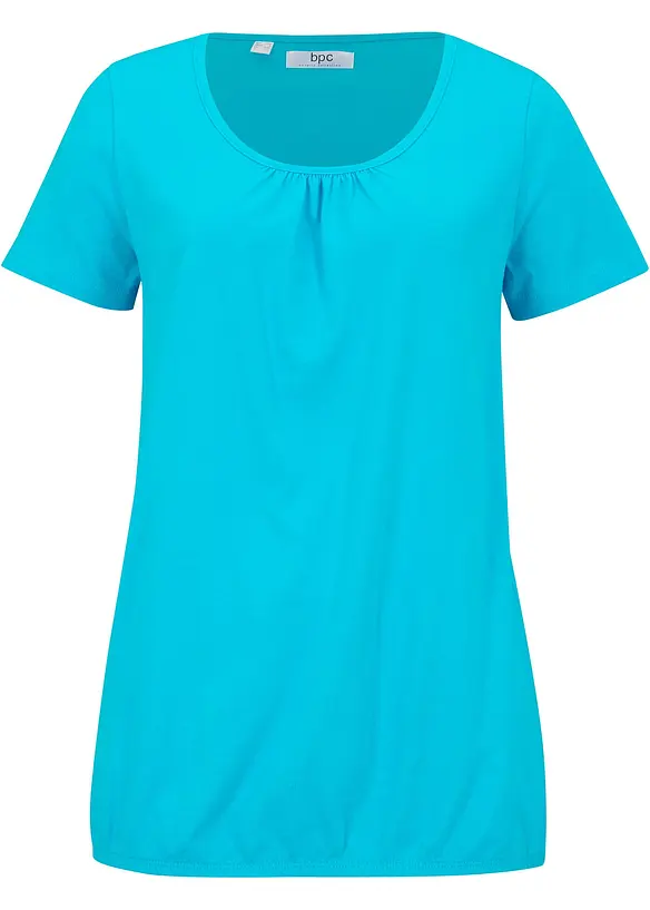 Baumwoll - Shirt, Kurzarm in blau von vorne - bonprix