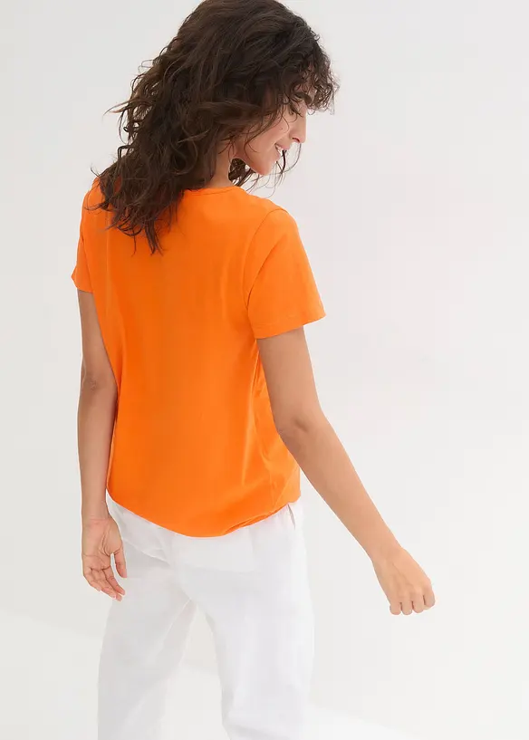 Shirt aus reiner Baumwolle, Kurzarm in orange von hinten (im Anschnitt) - bonprix Shirt aus reiner Baumwolle, Kurzarm in orange von hinten (im Anschnitt) - bonprix
