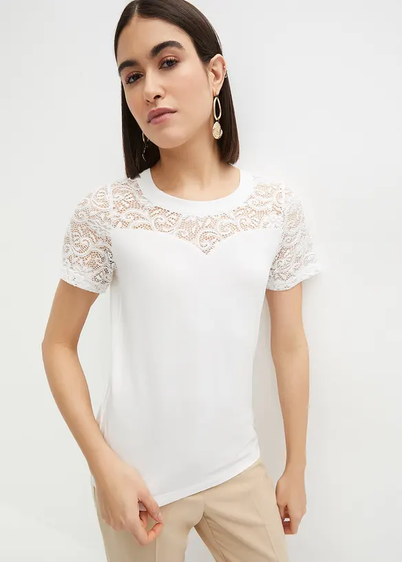 Shirt aus softer Viskose in weiß von vorne (im Anschnitt) - bonprix Shirt aus softer Viskose in weiß von vorne (im Anschnitt) - bonprix