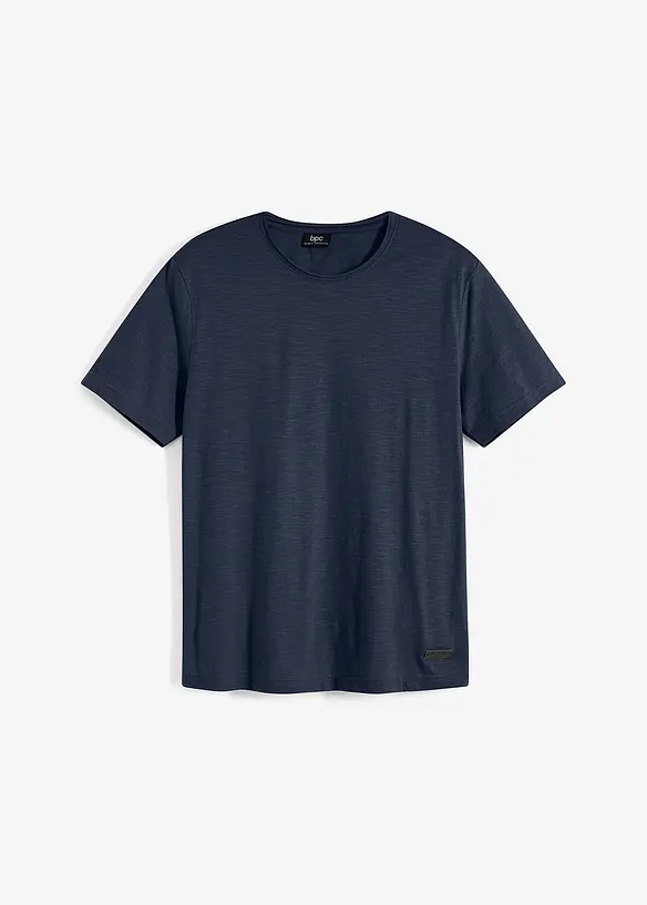 T-Shirt aus reiner Bio-Baumwolle in blau von vorne - bonprix