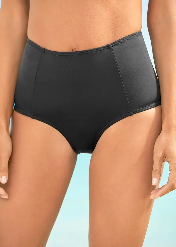 Highwaist-Bikinihose in schwarz von vorne - bonprix