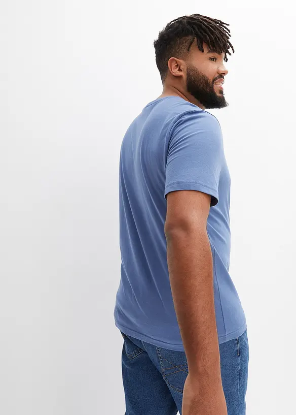 T-Shirt aus reiner Bio-Baumwolle in blau von hinten (im Anschnitt) - bonprix