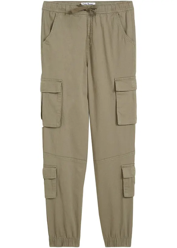 Jungen Stretch-Cargohose, Regular Fit in grün von vorne - bonprix