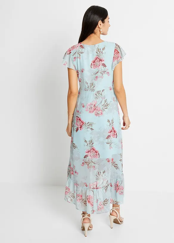 Chiffonkleid mit Volants in blau von hinten (Totalaufnahme) - bonprix Chiffonkleid mit Volants in blau von hinten (Totalaufnahme) - bonprix