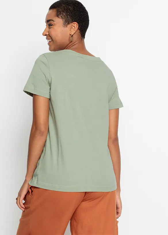 Bedrucktes T-Shirt aus Bio-Baumwolle in grün von hinten (im Anschnitt) - bonprix Bedrucktes T-Shirt aus Bio-Baumwolle in grün von hinten (im Anschnitt) - bonprix