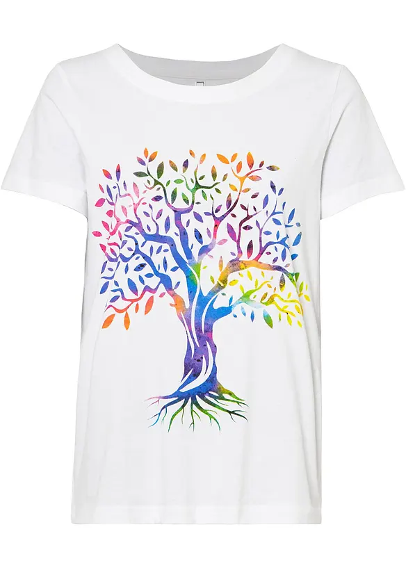 Bedrucktes T-Shirt aus Bio-Baumwolle in weiß von vorne - bonprix Bedrucktes T-Shirt aus Bio-Baumwolle in weiß von vorne - bonprix