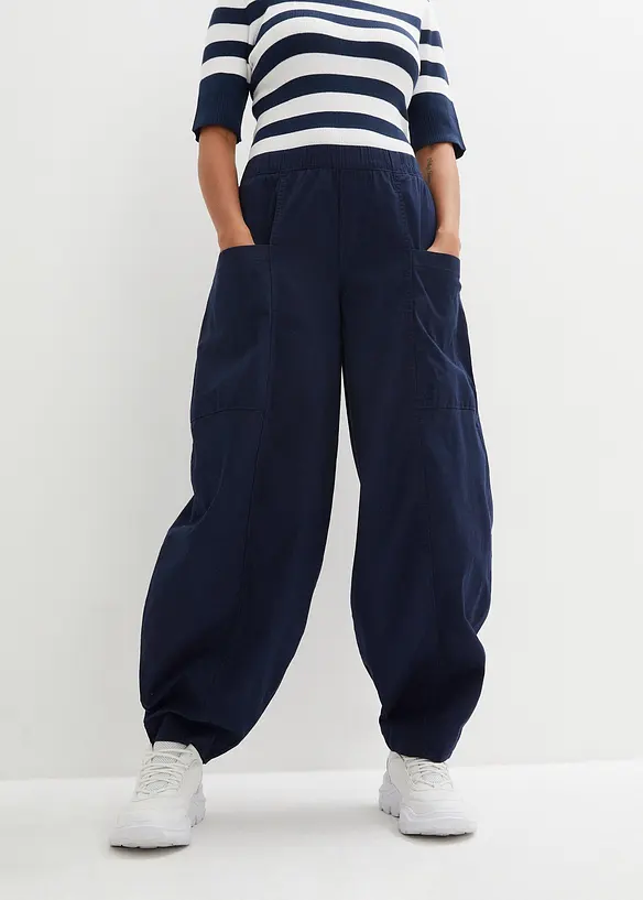 Ballonhose aus elastischem Baumwoll-Mix in blau von vorne - bonprix Ballonhose aus elastischem Baumwoll-Mix in blau von vorne - bonprix