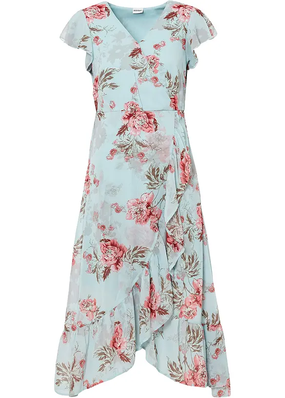 Chiffonkleid mit Volants in blau von vorne - bonprix Chiffonkleid mit Volants in blau von vorne - bonprix