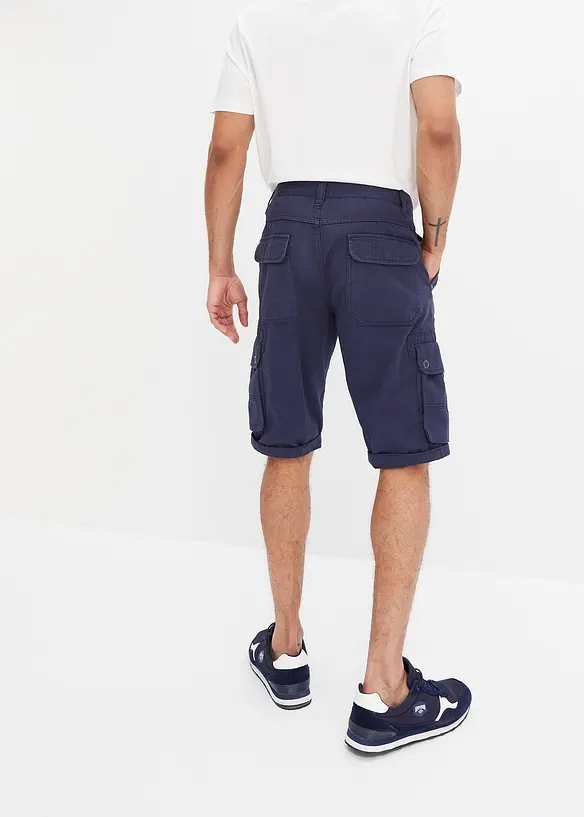 Cargo-Bermuda aus reiner Baumwolle in Regular Fit in blau von hinten - bonprix