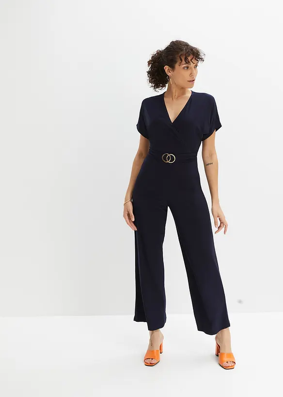 Jersey-Jumpsuit in blau von vorne (Totalaufnahme) - bonprix Jersey-Jumpsuit in blau von vorne (Totalaufnahme) - bonprix