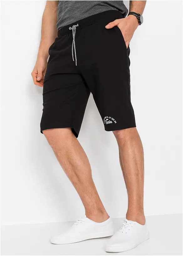 Jersey-Bermuda aus reiner Bio-Baumwolle in schwarz von vorne - bonprix