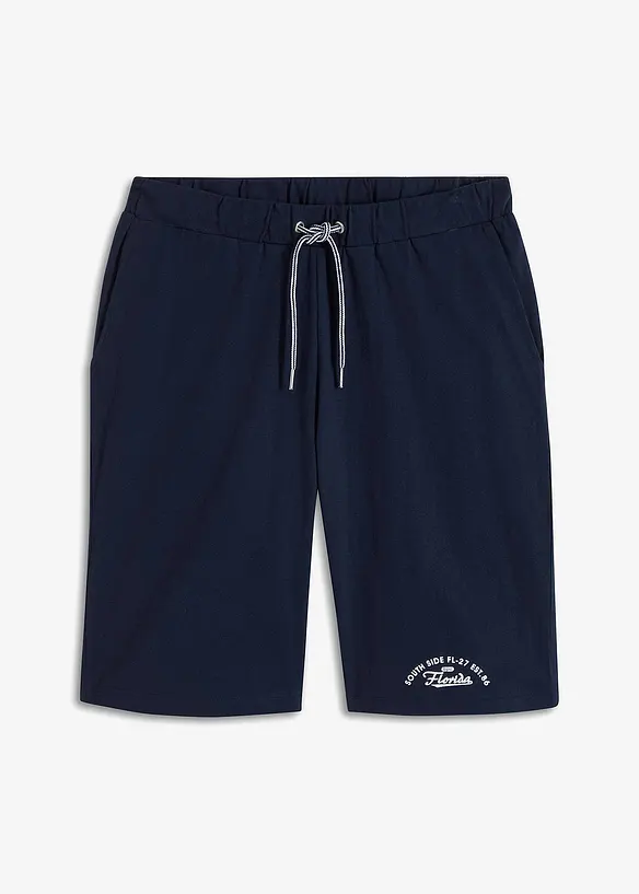 Jersey-Bermuda aus reiner Bio-Baumwolle in blau von vorne - bonprix