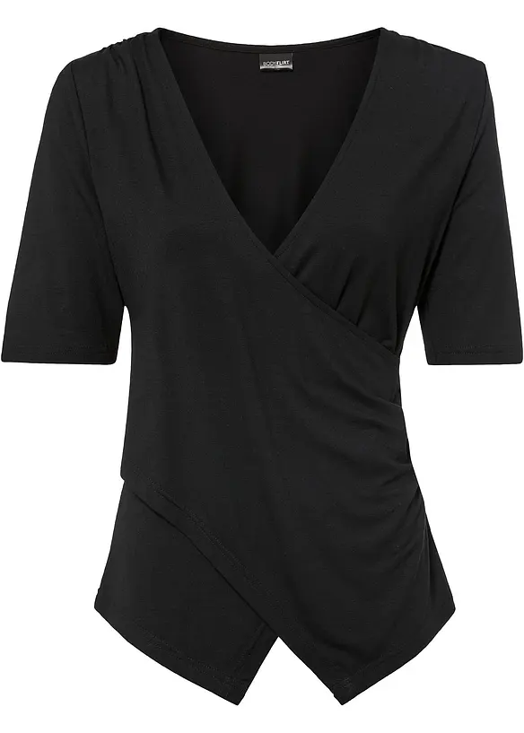 Shirt aus softem Viskose-Mix in schwarz von vorne - bonprix
