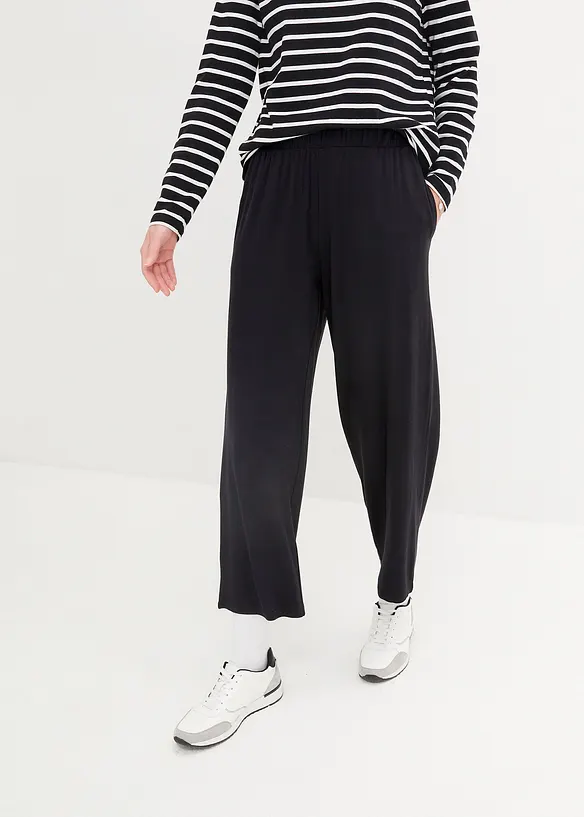 7/8- Shirthose, High-Waist, 2er-Pack in schwarz von vorne - bonprix