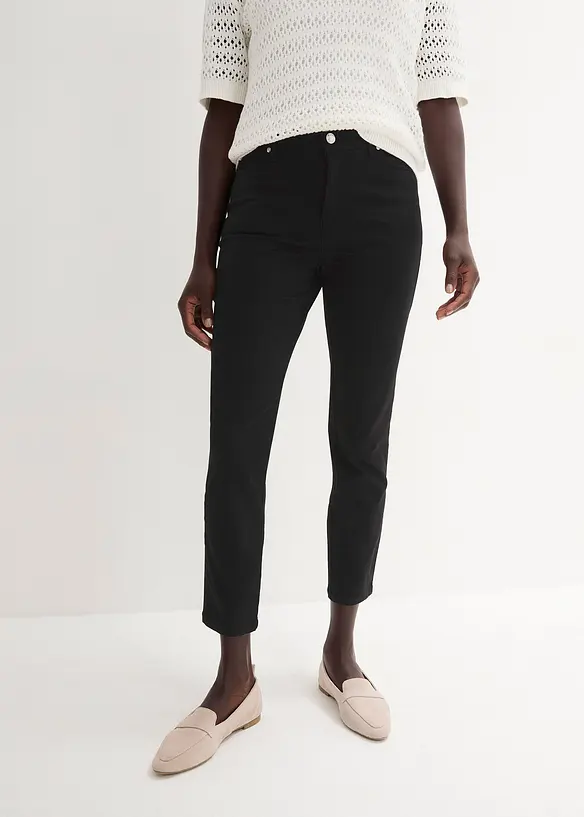 Stretchhose aus Baumwolle in schwarz von vorne - bonprix