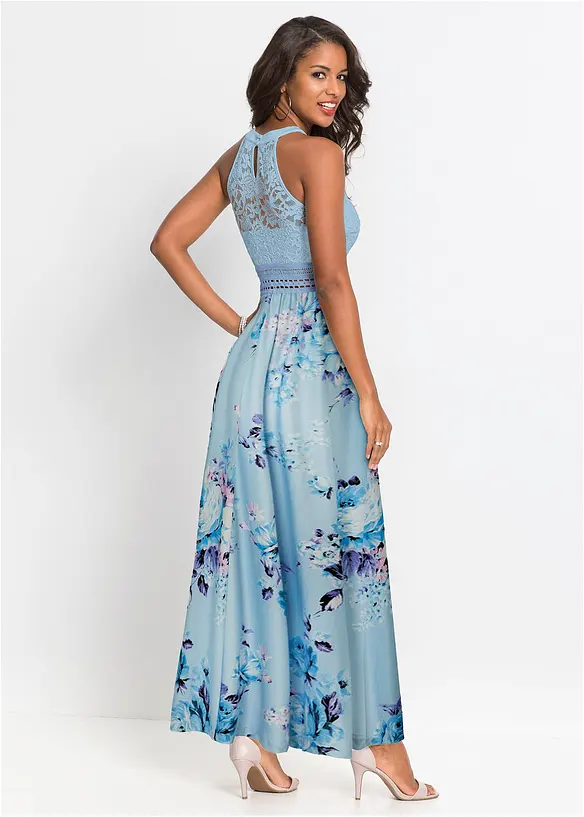 Maxikleid mit Spitze in blau von hinten (Totalaufnahme) - bonprix Maxikleid mit Spitze in blau von hinten (Totalaufnahme) - bonprix
