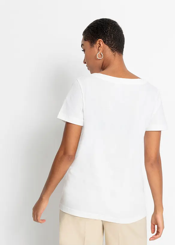 Bedrucktes T-Shirt aus Bio-Baumwolle in weiß von hinten (im Anschnitt) - bonprix Bedrucktes T-Shirt aus Bio-Baumwolle in weiß von hinten (im Anschnitt) - bonprix