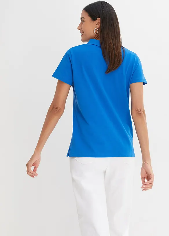 Poloshirt aus reiner Bio-Baumwolle in blau von hinten (im Anschnitt) - bonprix