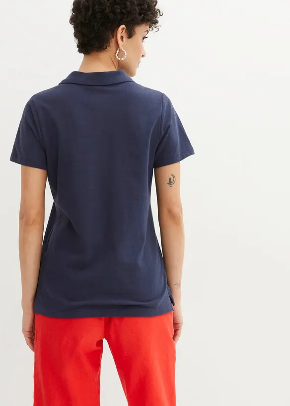 Poloshirt aus reiner Bio-Baumwolle in blau von hinten (im Anschnitt) - bonprix Poloshirt aus reiner Bio-Baumwolle in blau von hinten (im Anschnitt) - bonprix