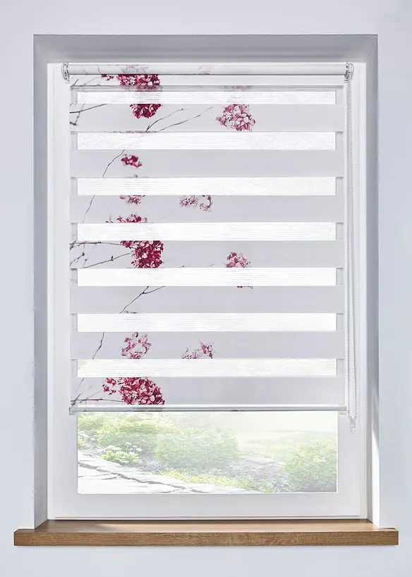 Doppelrollo mit Blumenmuster in rot - bonprix