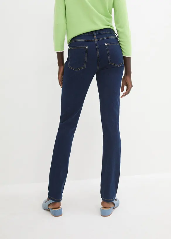 Slim-Fit-Jeans Mid Waist, Super Stretch in blau von hinten - bonprix
