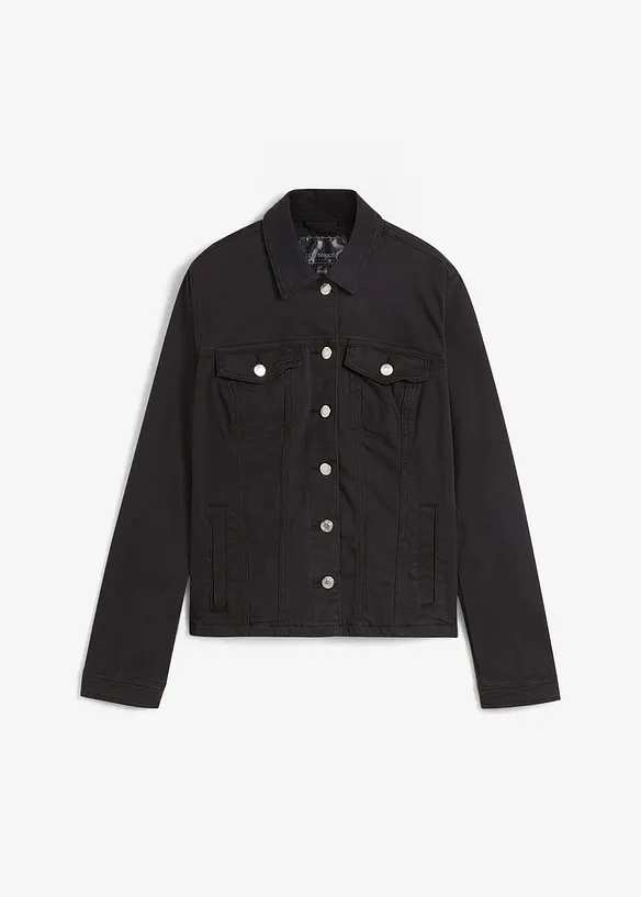 Twill-Jacke in schwarz von vorne - bonprix