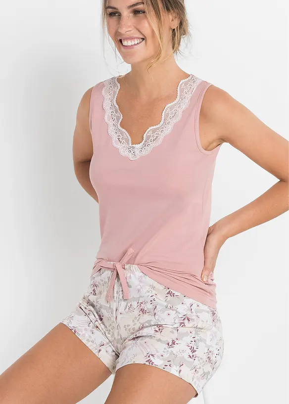 Shorty mit feiner Spitze in rosa (Detailaufnahme) - bonprix
