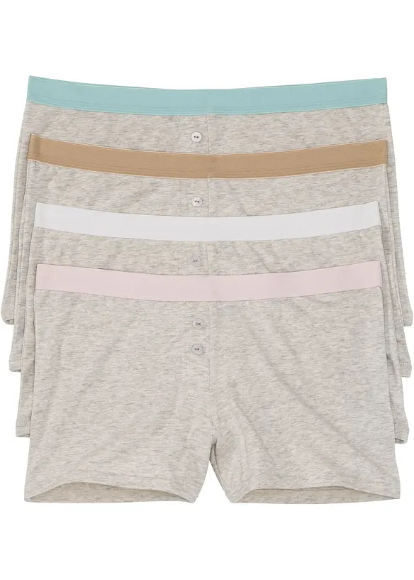 Damen Boxer mit weicher Baumwolle (4er Pack) in weiß von vorne - bonprix