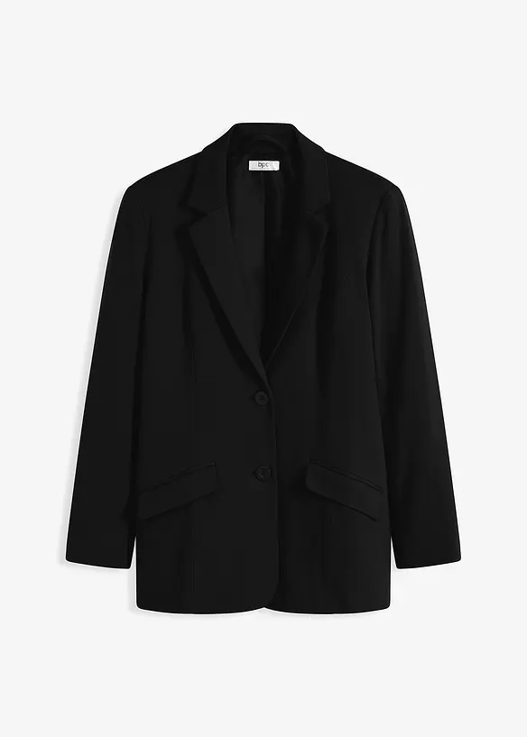 Longblazer aus reiner Baumwolle in schwarz von vorne - bonprix