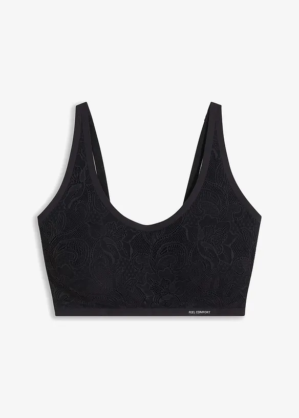 Wattiertes Feel Comfort Seamless Bralette in schwarz von vorne - bonprix