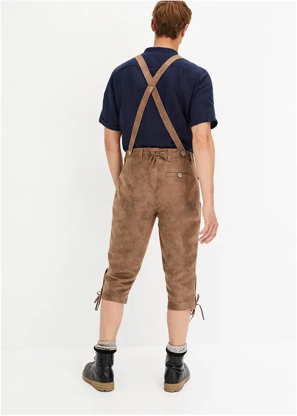 Regular Fit Trachtenhose aus Lederimitat in braun von hinten - bonprix