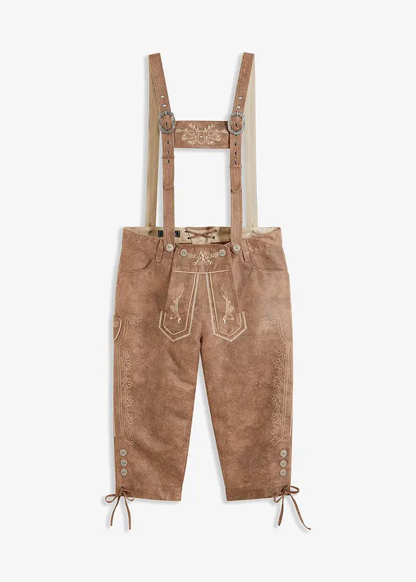 Regular Fit Trachtenhose aus Lederimitat in braun von vorne - bonprix