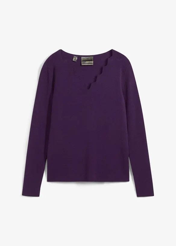 Feinstrickpullover aus weichem Viskose-Mix in lila von vorne - bonprix