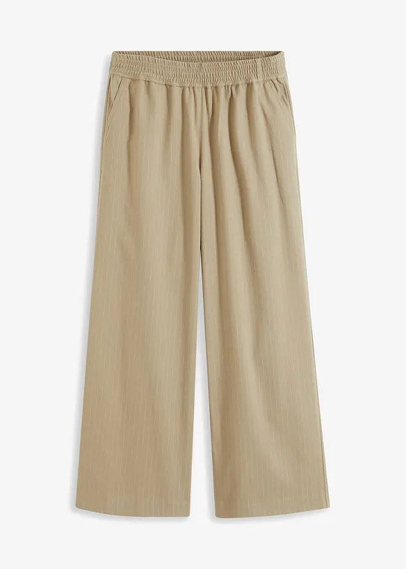 Palazzo-Hose in Wolloptik in beige von vorne - bonprix