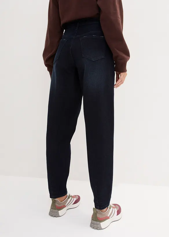 Barrel-Jeans High Waist, Bequembund in blau von hinten - bonprix