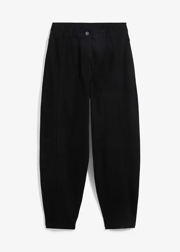 Highwaist Barrelhose aus Baumwoll-Mix in schwarz von vorne - bonprix Highwaist Barrelhose aus Baumwoll-Mix in schwarz von vorne - bonprix