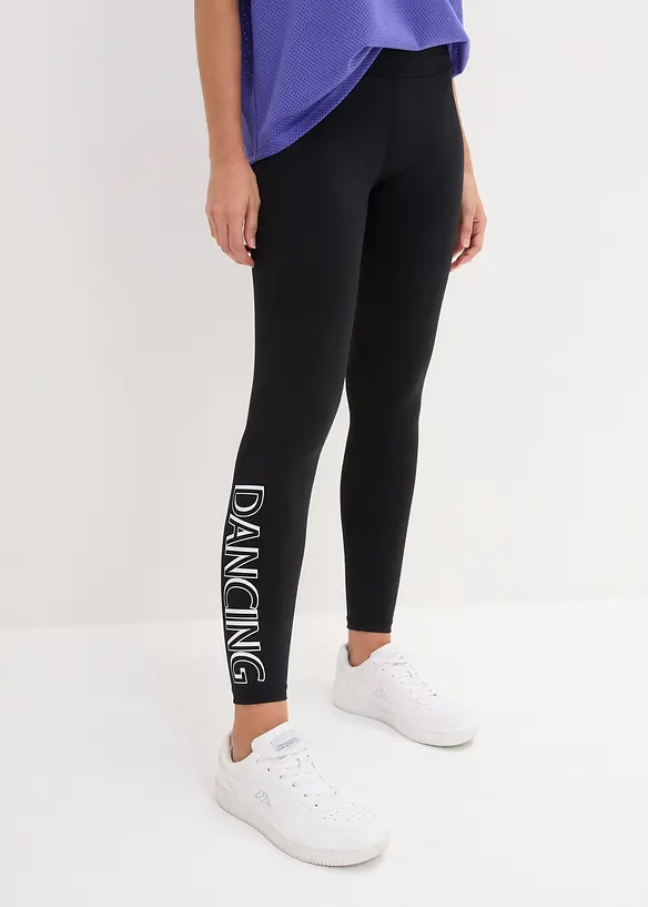 Knöchelfreie Sport-Leggings, schnelltrocknend in schwarz von vorne - bonprix Knöchelfreie Sport-Leggings, schnelltrocknend in schwarz von vorne - bonprix