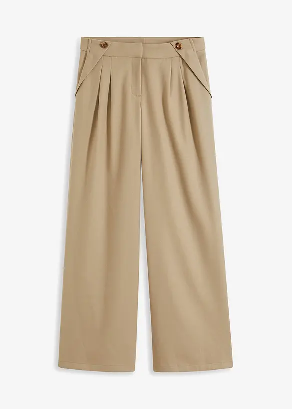 Marlenehose mit Zierknöpfen in beige von vorne - bonprix