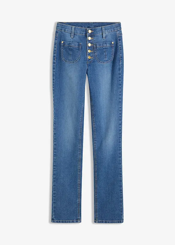 Straight-Jeans, High Waist in blau von vorne - bonprix