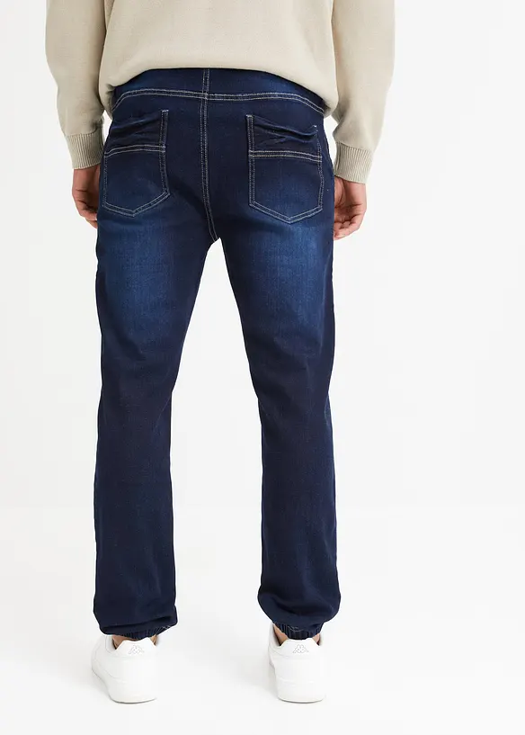 Regular-Fit Jeans-Jogger mit Dehnbund, Tapered in blau von hinten - bonprix