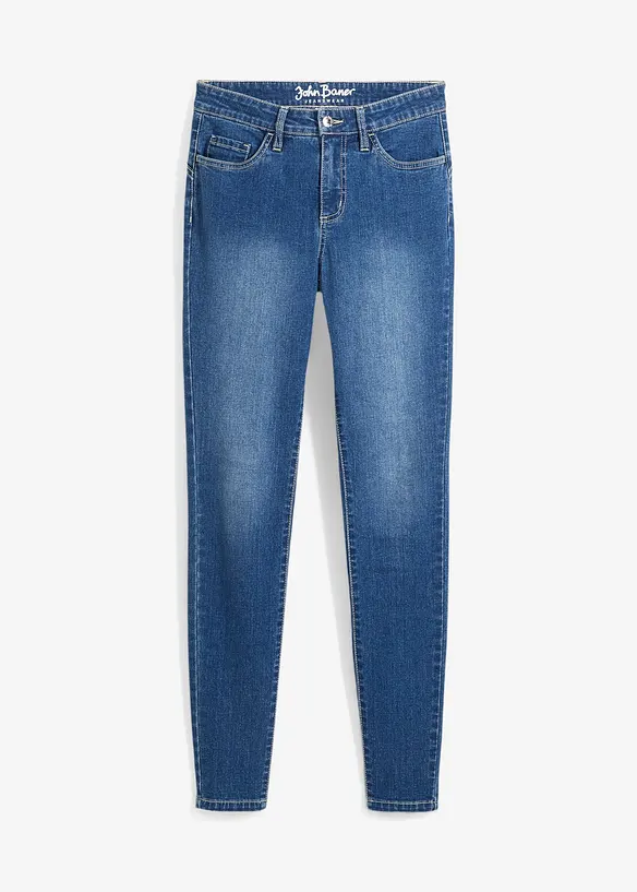 Skinny Shaping-Jeans Mid Waist in blau von vorne - bonprix