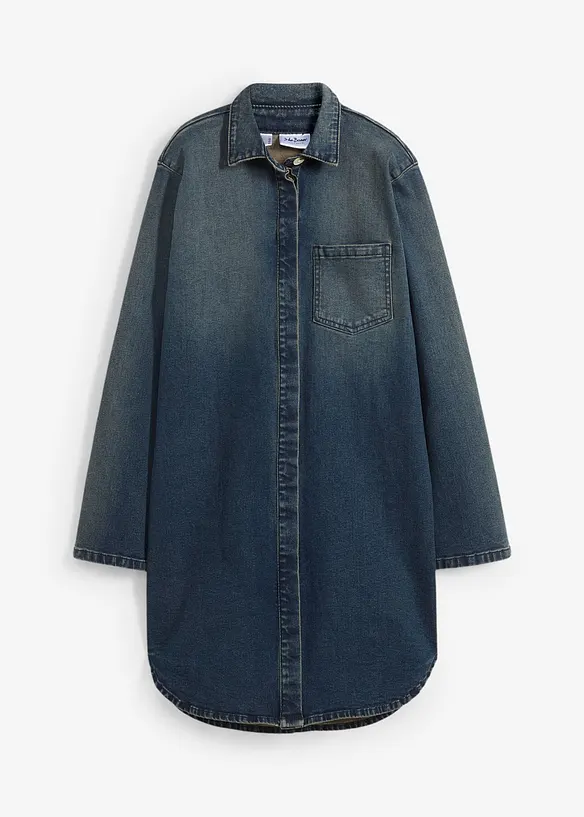 Jeanskleid oversized in blau von vorne - bonprix