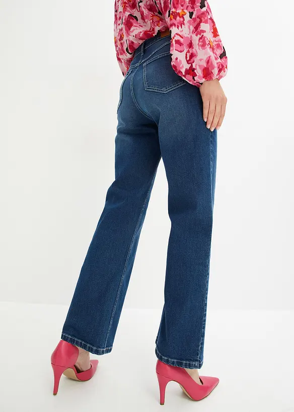 Wide Leg Jeans High Waist in blau von hinten - bonprix