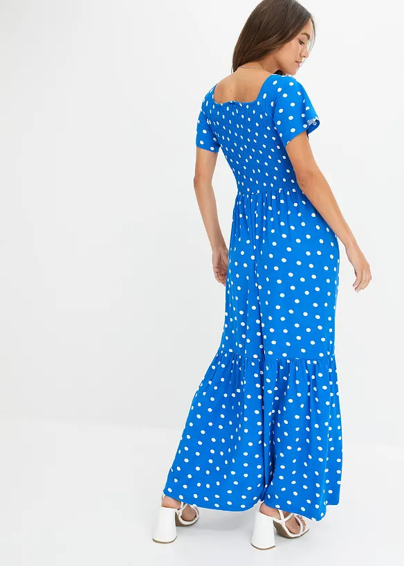 Maxikleid aus fließender Viskose in blau von hinten (Totalaufnahme) - bonprix
