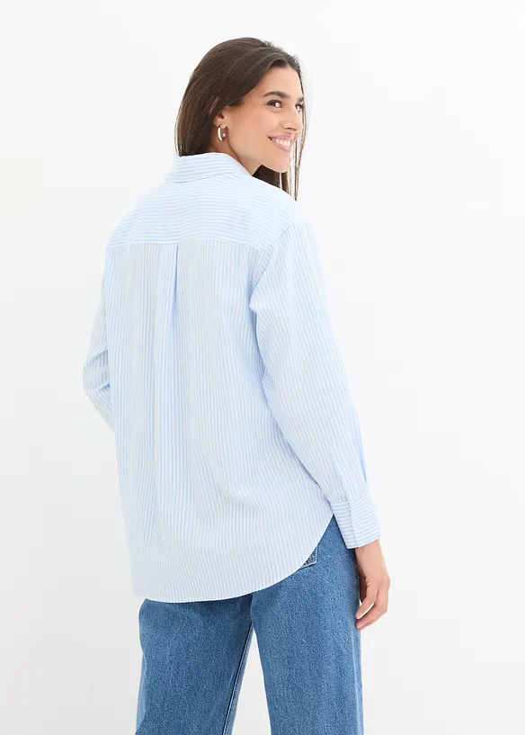 Hemdbluse aus reiner Baumwolle in blau von hinten (im Anschnitt) - bonprix Hemdbluse aus reiner Baumwolle in blau von hinten (im Anschnitt) - bonprix