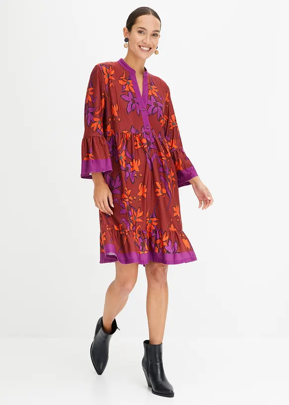 Kleid mit Volants in rot im Look von vorne (Totalaufnahme) - bonprix
