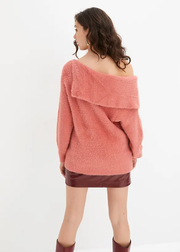 Asymmetrischer Off-Shoulder Pullover in rosa von hinten (im Anschnitt) - bonprix Asymmetrischer Off-Shoulder Pullover in rosa von hinten (im Anschnitt) - bonprix