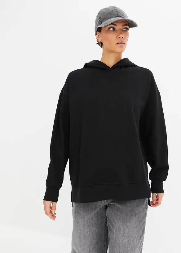 Hoodie aus reiner Baumwolle in schwarz von vorne (im Anschnitt) - bonprix Hoodie aus reiner Baumwolle in schwarz von vorne (im Anschnitt) - bonprix