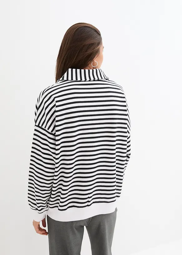 Oversize-Sweatshirt mit V-Ausschnitt und Polokragen in weiß von hinten (im Anschnitt) - bonprix Oversize-Sweatshirt mit V-Ausschnitt und Polokragen in weiß von hinten (im Anschnitt) - bonprix