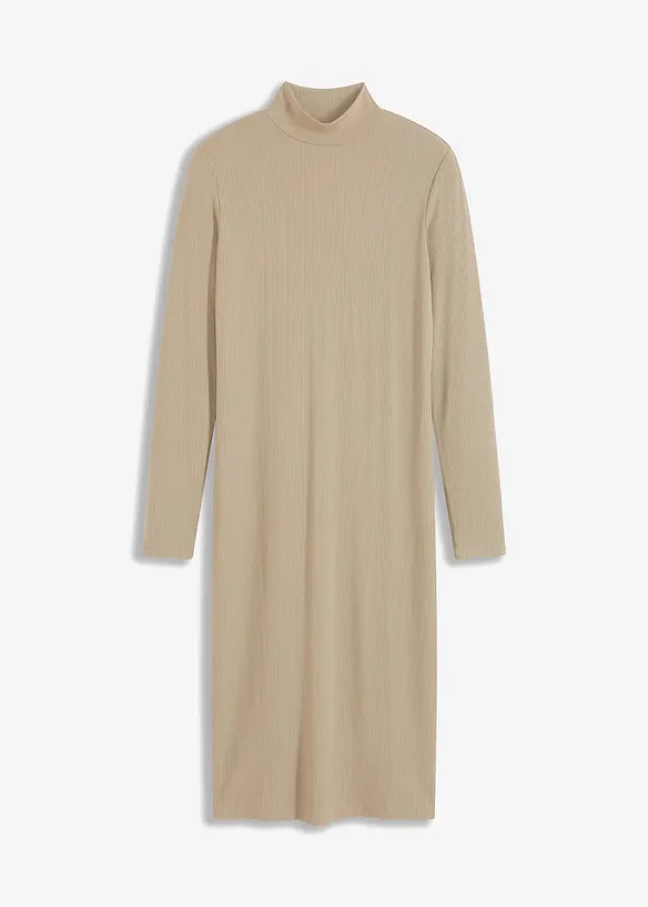 Jerseykleid aus fließender Viskose in beige von vorne - bonprix